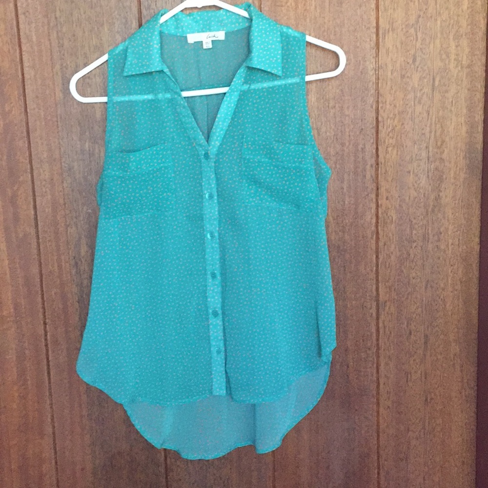 Sheer Sleeveless Tunic with Orange Dots